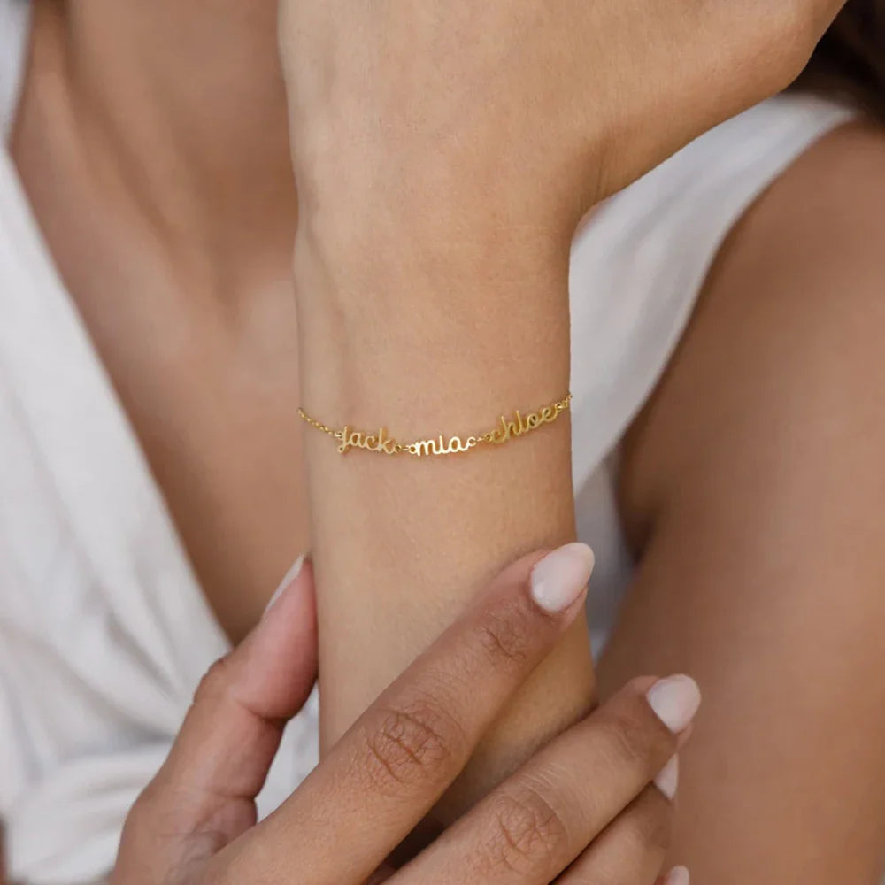 Custom brand name bracelet, custom name bracelet, custom double name or triple name, gift for girlfriend Vera Lux