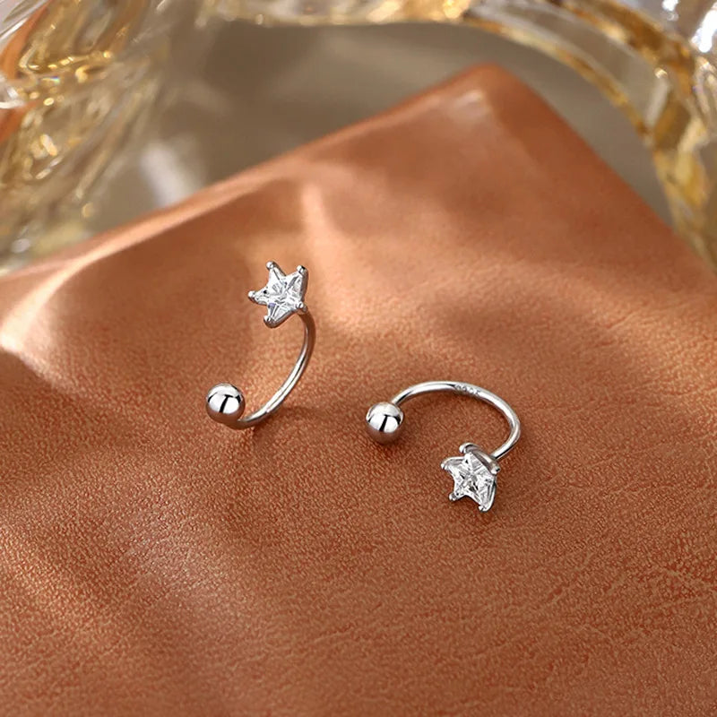 925 Silver Star Flash Crystal Summer Small Fresh Female 2022 New Trendy Personality Earrings Vera Lux