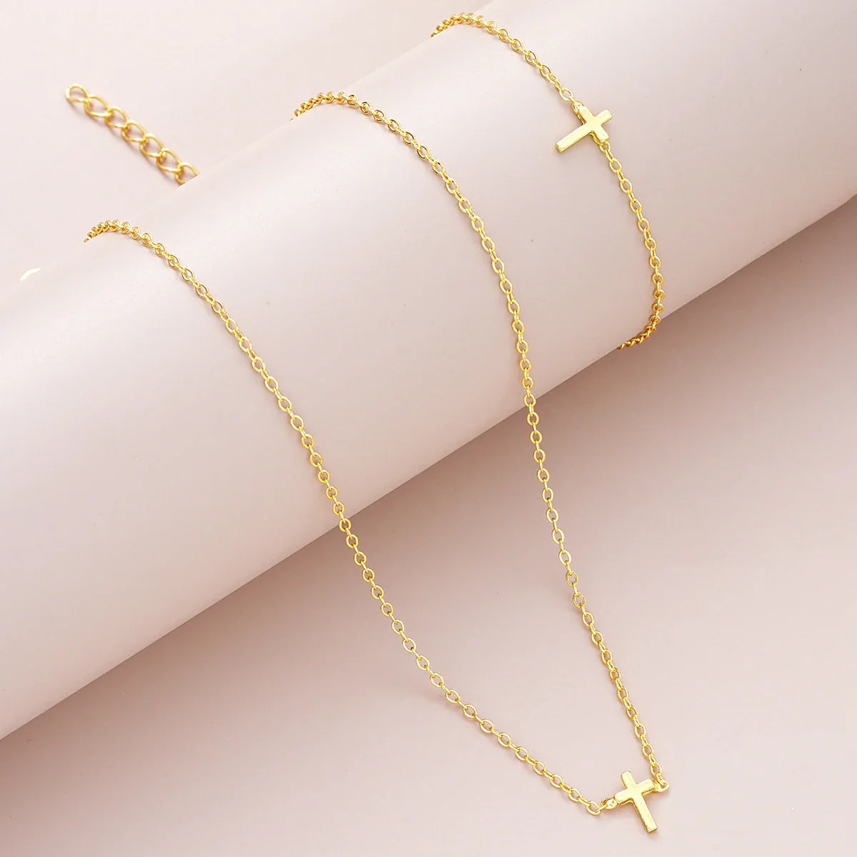 2 Pcs Exquisite Gold Color Bohemian Jewelry Set for Women Fashion Pearl Cross Pendant Necklace Bracelet Set Casual Jewelry Gifts Vera Lux