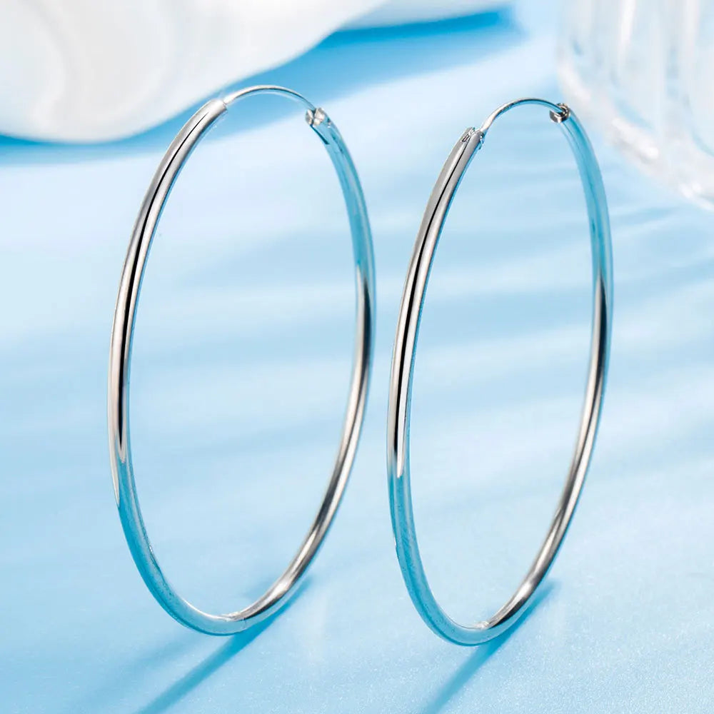 3/4/5/6CM Round Hoop Earrings  925 Sterling Silver For Women Party Luxury Jewelry Accessories 2024 Trend Argent 925 Jewellery Vera Lux