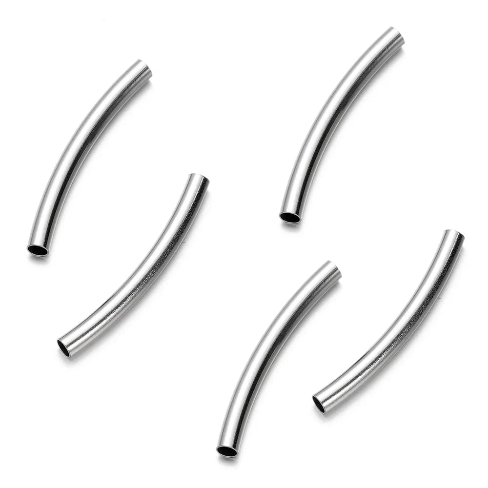 10Pcs/Pack Stainless Steel Curved Tube Spacer Beads Connectors For Handmade DIY Jewelry Making Bracelet Necklace Accessories Vera Lux