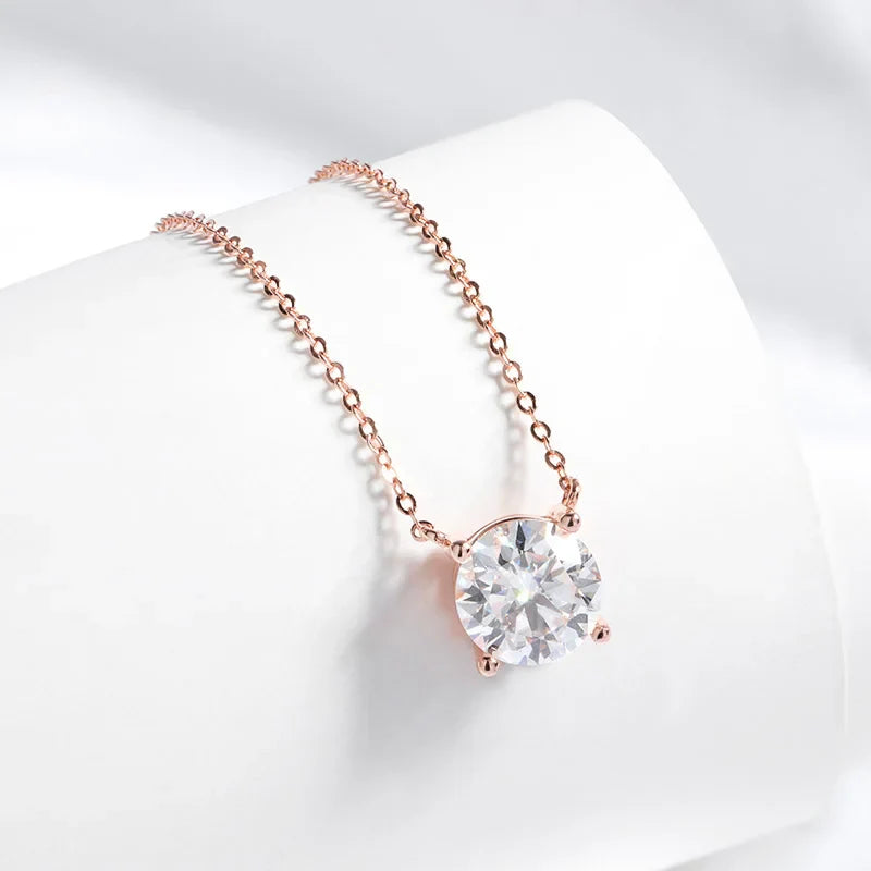 Smyoue 1-5CT Rose Gold Color Moissanite Necklace for Women D Color Sparkling Classic Lab Diamon Pendant Sterling Silver 925 100% Vera Lux