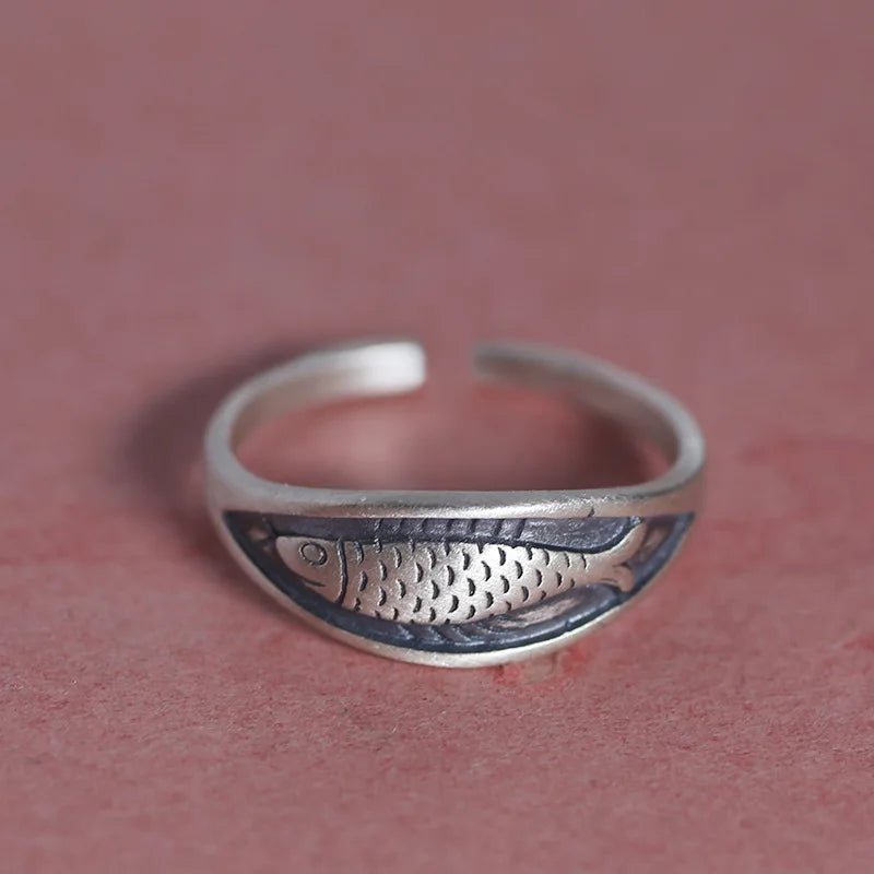 New in 925 Sterling Silver Fish Adjustable Rings For Women Engagement Ladies Rings Jewelry Gifts Female Jewellery Argent 925 Vera Lux