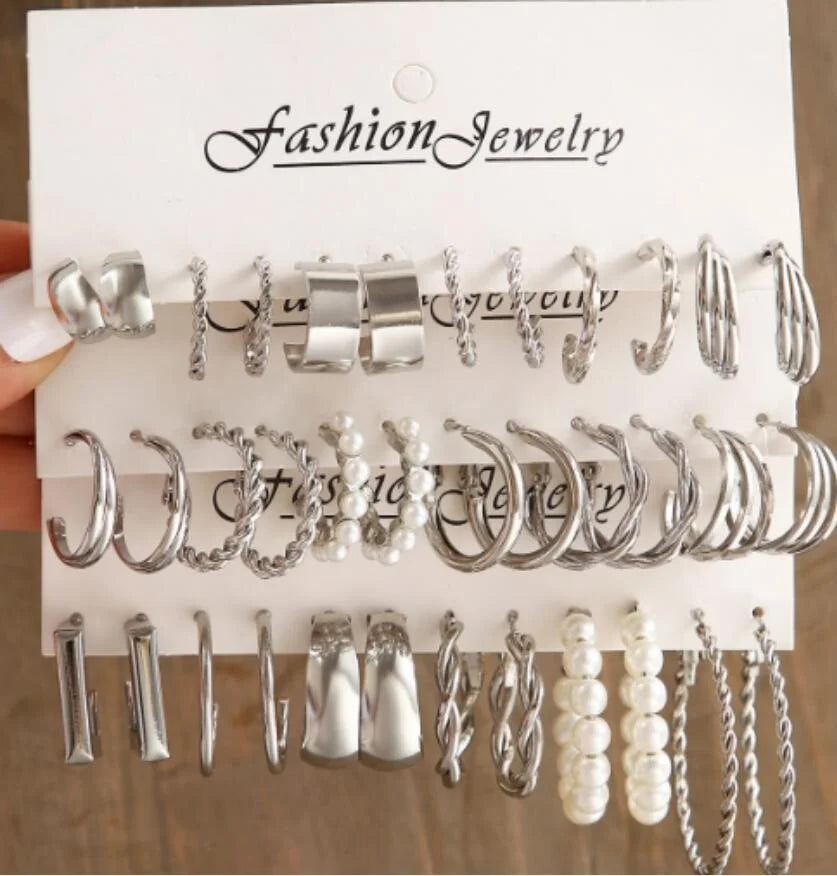 24-Pair Vintage-Inspired Small Hoop Earring Set for Women Elegant Geometric Iron Ear Ornaments for Daily Wear Gifts 2024 Jewelry Vera Lux