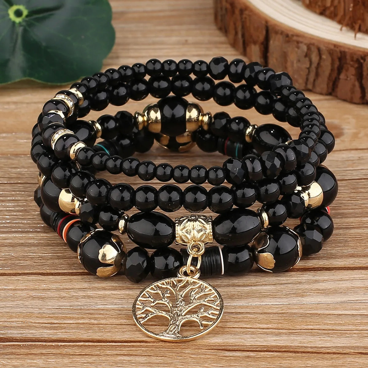 4Pcs Tree Of Life Charm Bracelet Set For Women Handmade Acrylic Beads Chain Bangle Female Boho Jewelry Accessories Vera Lux