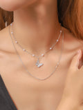 New Shiny Butterfly Necklace Ladies Exquisite Double Layer Clavicle Chain Necklace Jewelry for Ladies Gift Vera Lux
