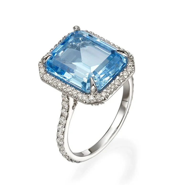925 Sterling Silver Gorgeous Bridal Wedding Ring for Women Big Stone Crystal Square AAA Cubic Zirconia Elegant Statement Jewelry Vera Lux
