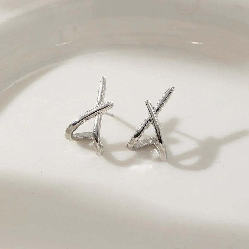 LATS Trendy Gold Color Cross Stud Earrings for Women Dainty Simple Minimalist Earring Fashion Jewelry Party Gifts Wholesale Vera Lux