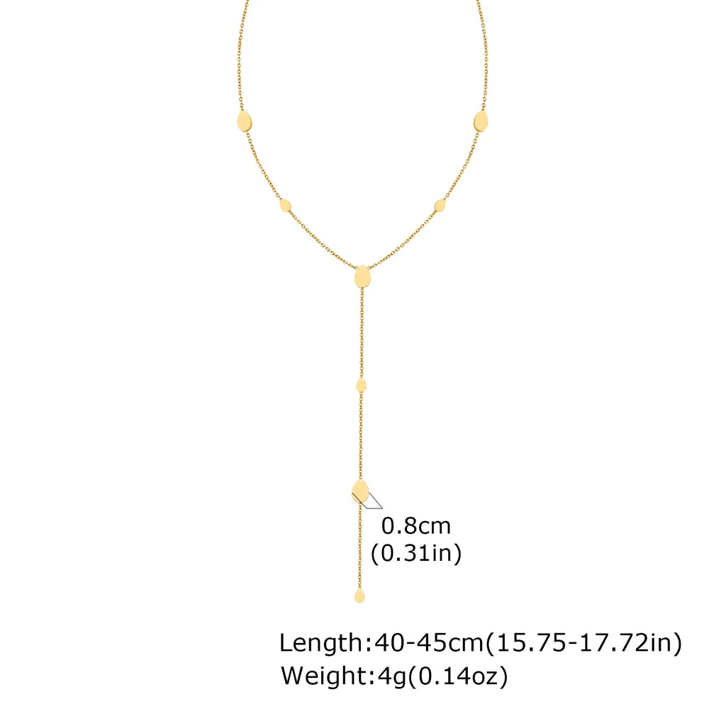 Heart Drop Lariat Chain Necklace For Women, Y Shape Long Chain Stainlss Steel 18K Gold Color  Layered Jewelry Vera Lux