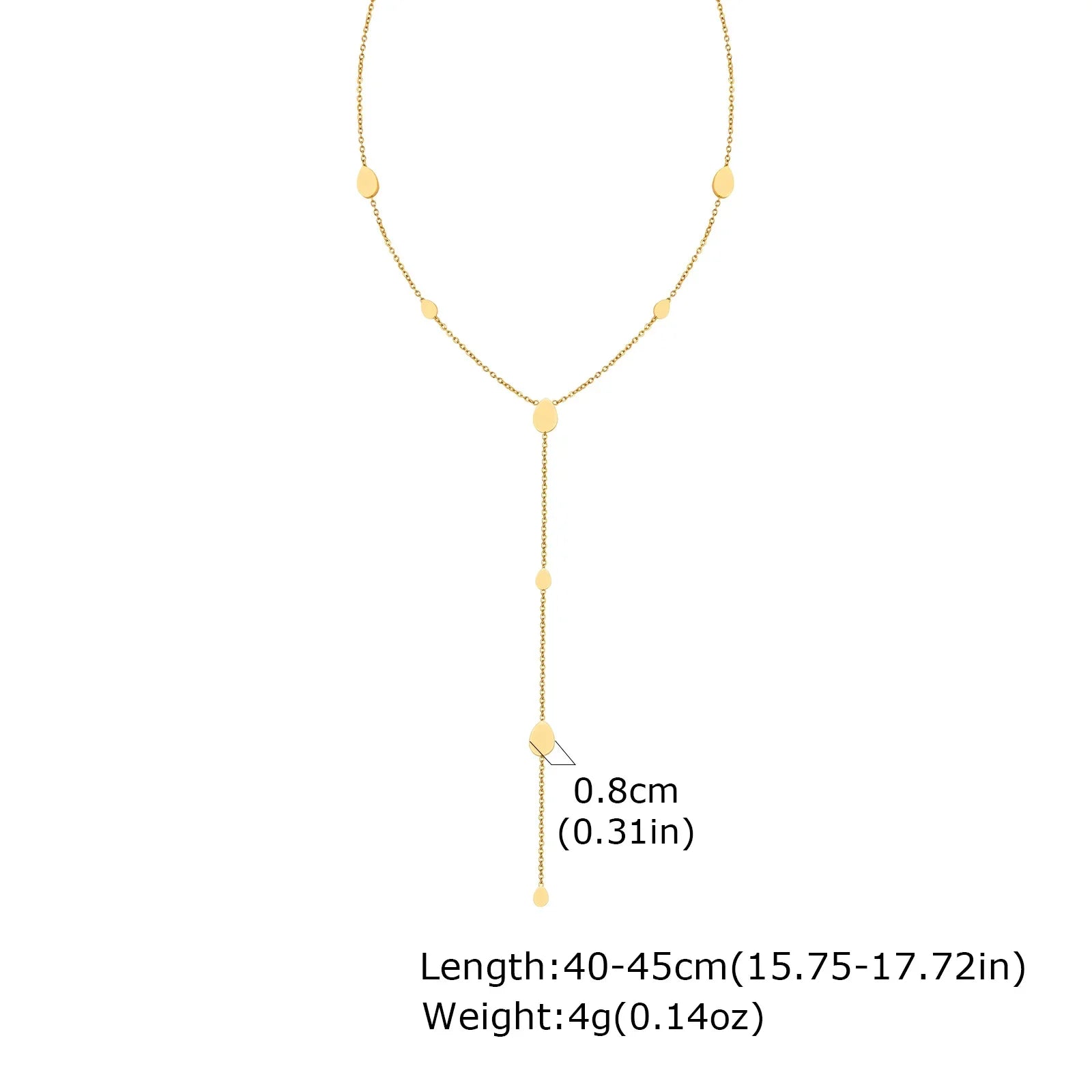Heart Drop Lariat Chain Necklace For Women, Y Shape Long Chain Stainlss Steel 18K Gold Color  Layered Jewelry Vera Lux