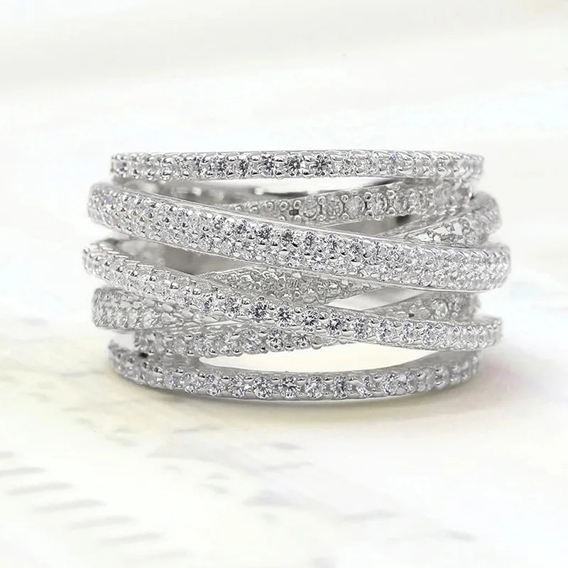 925 Sterling Silver Classic Vintage Line Wrap Zircon Ring For Women Party Luxury Fashion High Quality Fine Jewelry Hot Sales Vera Lux