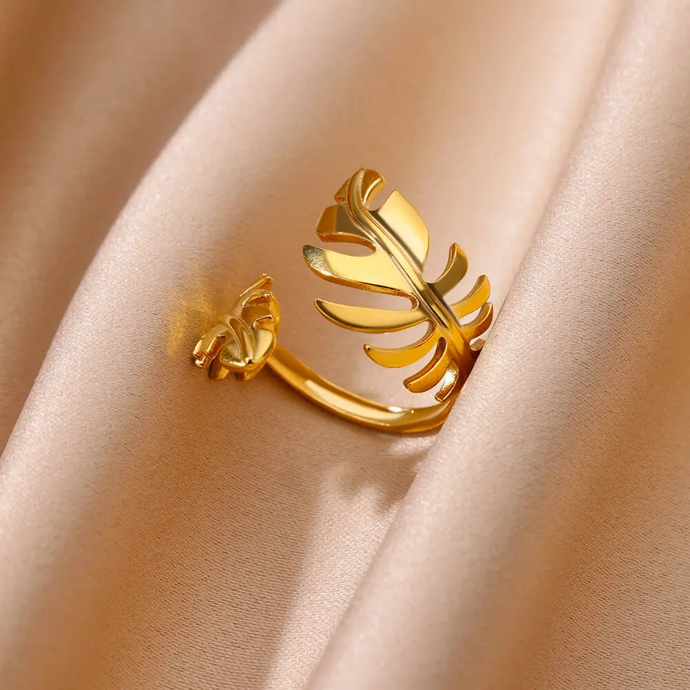 Irregular Geometric Glossy Stainless Steel Open Rings For Women Minimalist Gold Color Adjustable Wedding Ring Female Jewelry Vera Lux