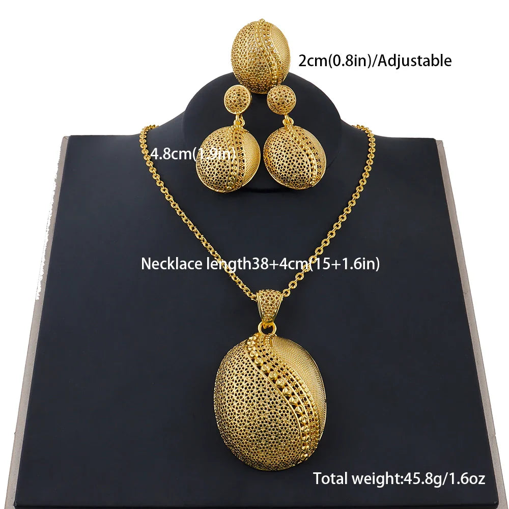 24k gold color party necklace earrings rings set luxury gold jewelry sets for woman wedding party Accessories Vera Lux