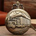 Bronze Big Truck Necklace Quartz Pocket Watch - Vintage Nostalgic Design, Perfect Holiday Gift for Teens Vera Lux