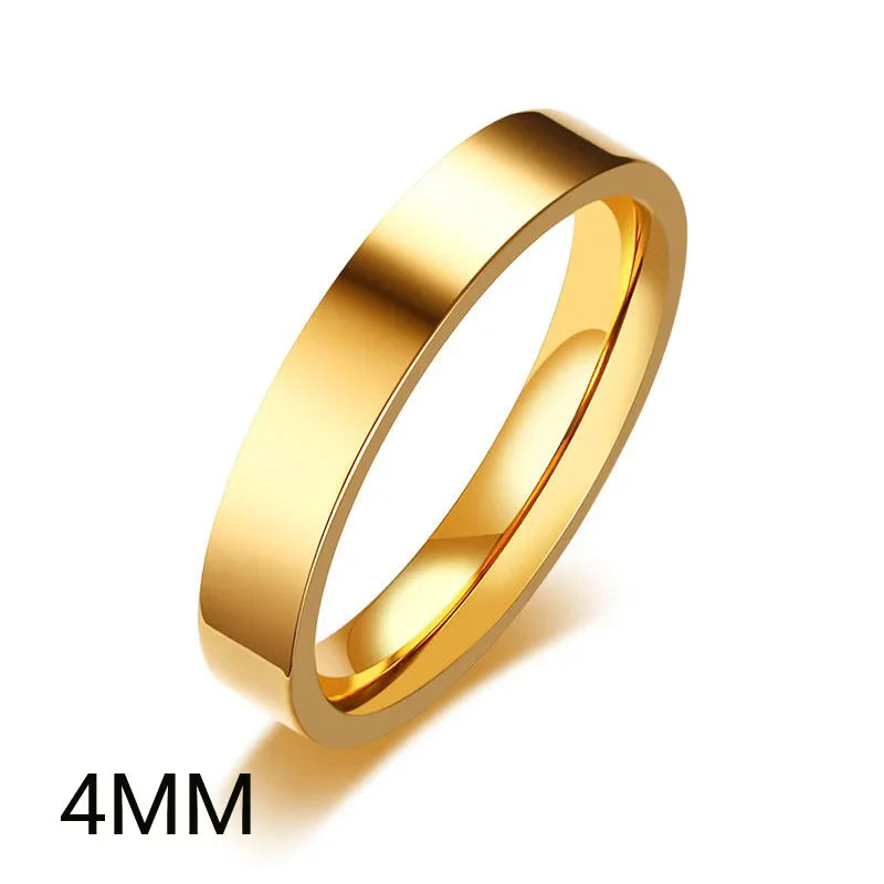 2mm 4mm 6mm 8mm Stainless Steel Wedding Ring for Women Flat Finger Rings Fashion Bijoux Femme Engagement Jewelry Vera Lux
