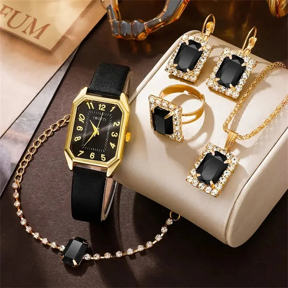 Luxury Fashion Square Women's Watches Brand Ladies Quartz Wristwatch Classic Simple Femme Blue Leather Band Relogio Feminino Vera Lux