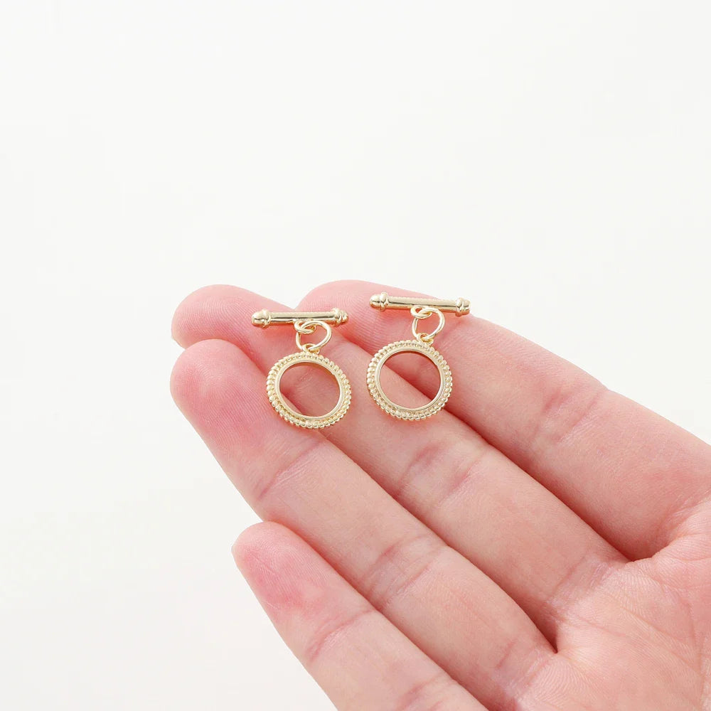 4 Sets 14K/18K Gold Color Plated Brass O Toggle Clasps Connector for DIY Bracelet Necklace Jewelry Making Findings Accessories Vera Lux