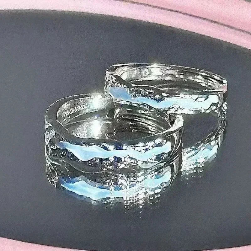 New Enamel Luminous Adjustable Finger Ring Vintage Luxury Love Couples Rings Glow In Dark Y2K Jewelry Valentine's Day Gifts Femstylo