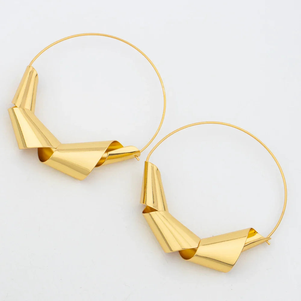 Luxury Gold Plated Dubai Jewelry Set For Women African Copper Twist Bold Design Earrings Necklace Bracelet Quality Jewelry Gift Vera Lux