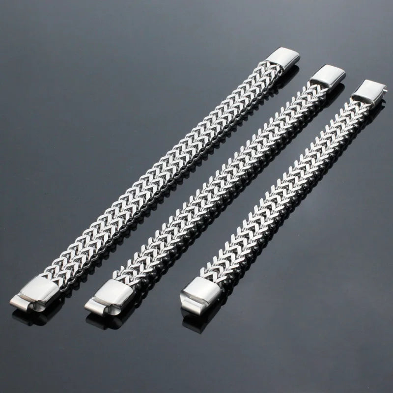 Stainless Steel Bracelet Braided Double Row Front Rear Fish Scale Alloy Magnetic Buckle Bracelet with Keel Jewelry New Model Vera Lux