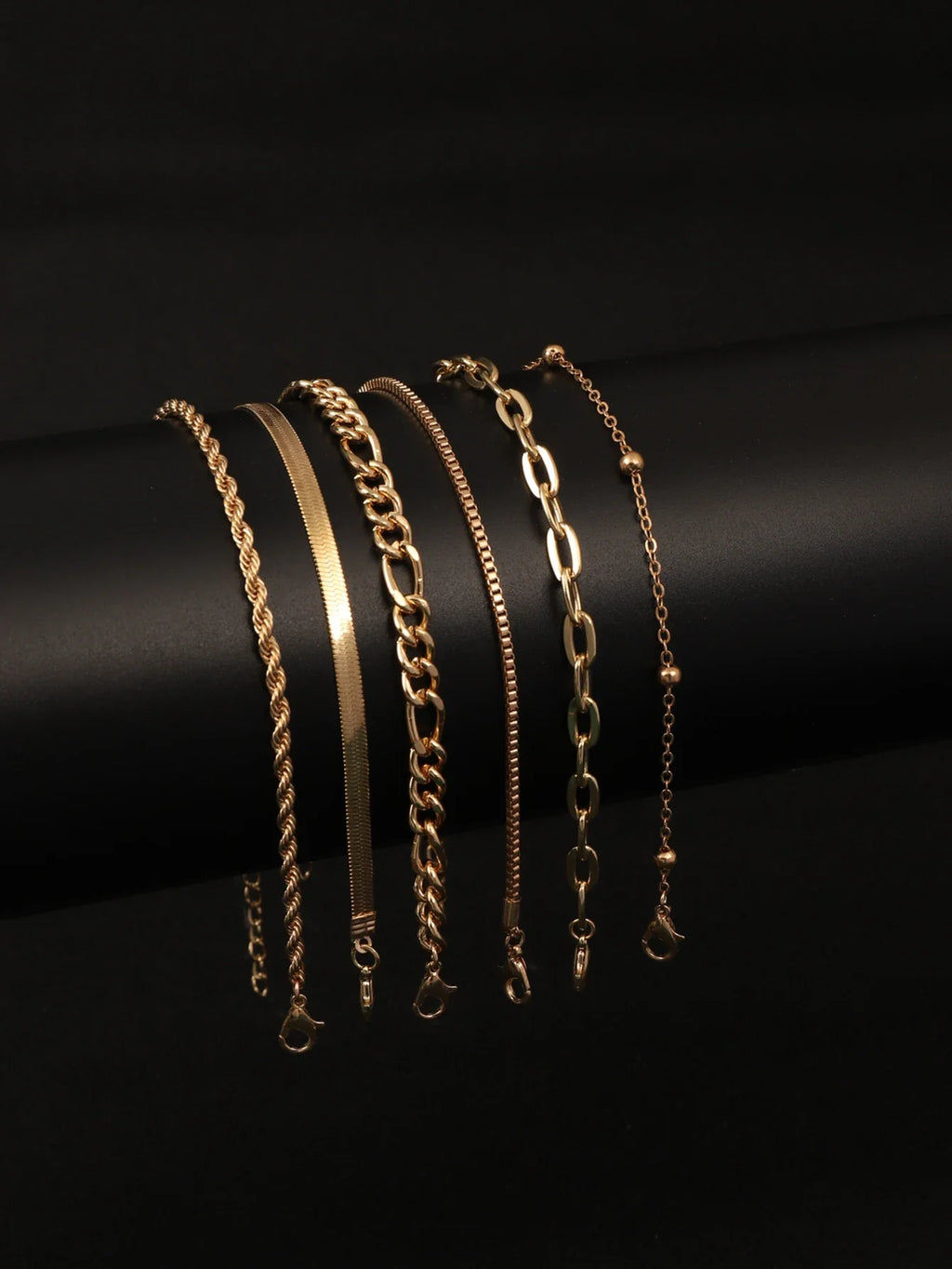 6Pcs Gold Color Bracelet Set Boho Retro Thick Twist Cuban Chain Bracelet for Women 2023 Trendy Quality Jewelry Gifts Vera Lux