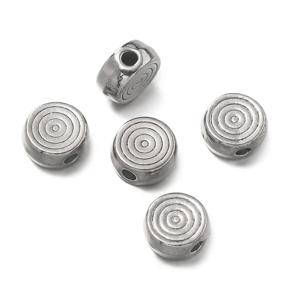 10Pcs/Pack Stainless Steel Various Shape Gold Steel Color Texture Spacer Beads for DIY Bracelet Jewelry Making Accessories Vera Lux