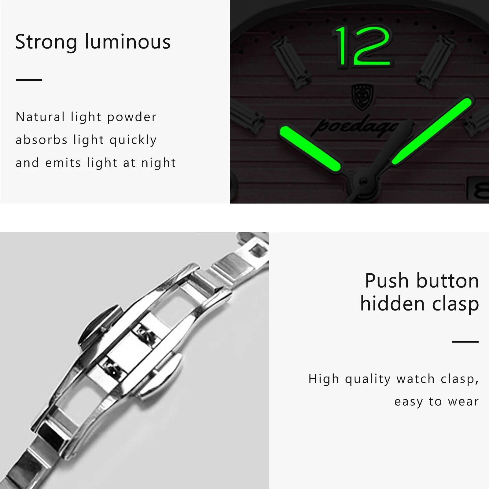 POEDAGAR Square Fashion Woman Wristwatch Luminous Waterproof Date Ladies Watch Luxury High Quality Quartz Women's Watches Reloj Vera Lux