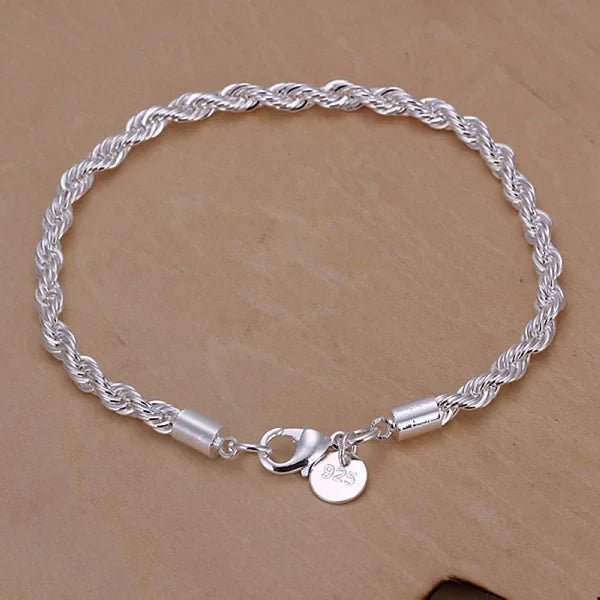 925 Sterling Silver Exquisite Solid Chain Bracelet Fashion Charm Women Men Solid Wedding Cute Simple Models Jewelry Vera Lux
