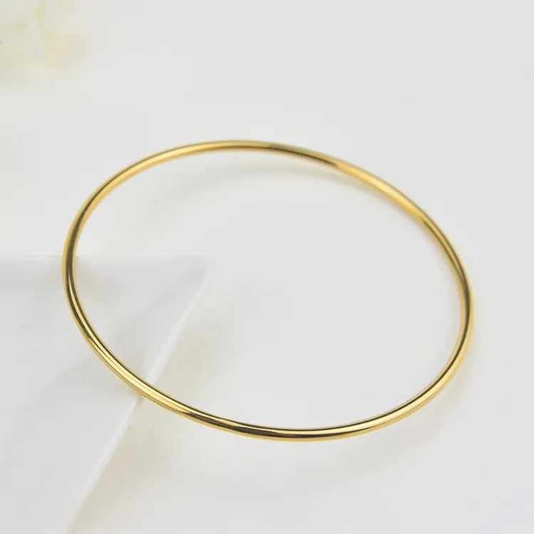 55mm/60mm/65mm Stainless Steel 2mm Thin Plain Polished Slip On Bangle Bracelet for Women Girl Vera Lux