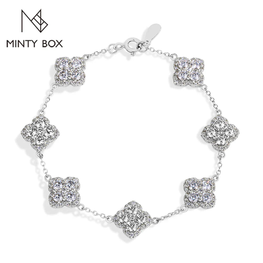 MINTYBOX S925 Sterling Silver Full Moissanite Bracelets D VVS1 Lab Diamond for Women 18k Gold Plated Engagement Jewelry Gift Vera Lux