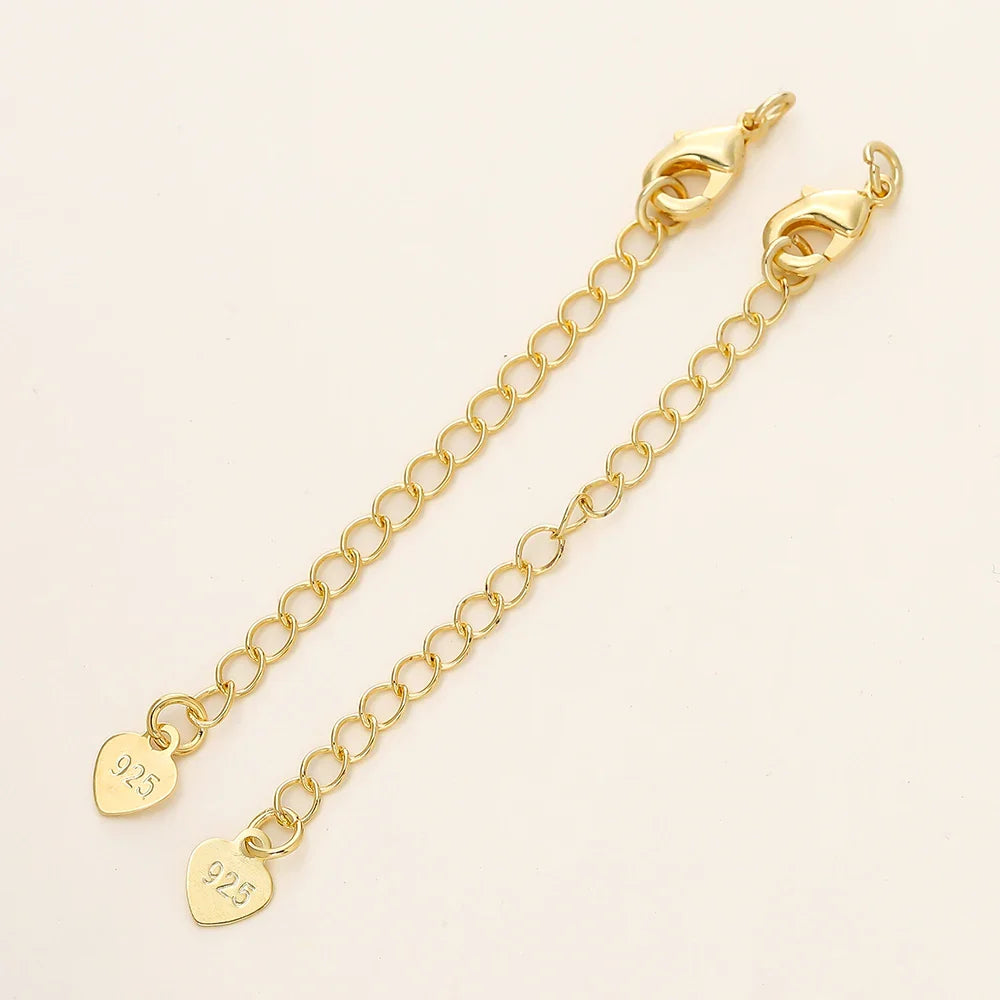 5/10pcs/Pack 14/18K Gold Color Plated Brass Various Extension Chain With Lobster Clasps for DIY Necklace Jewelry Making Findings Vera Lux