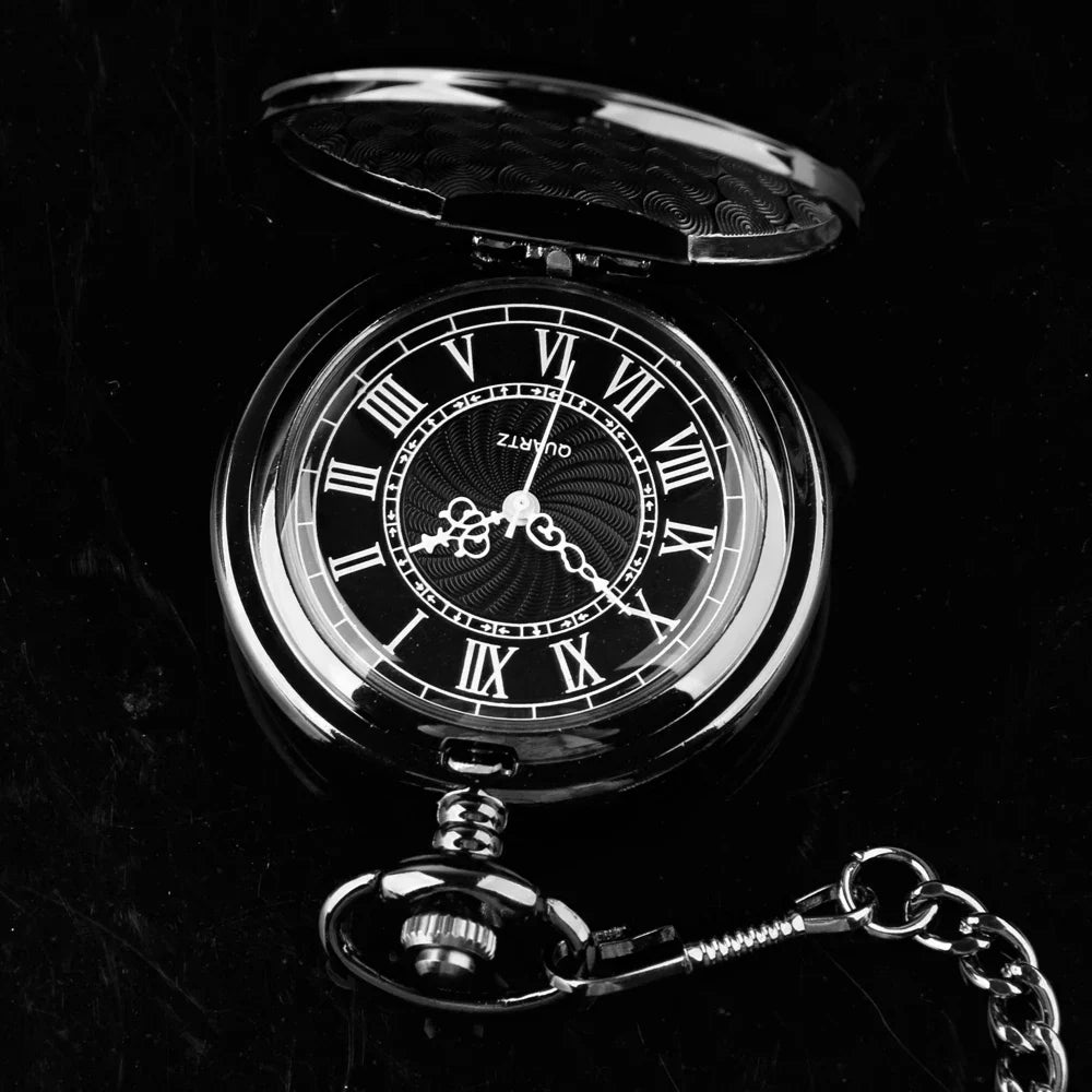 Fashion 37CM Fob Chain Smooth Steel Quartz Pocket Watch Vintage Roman Nmber Dial Pendant Fob Watch Gifts Clock Vera Lux