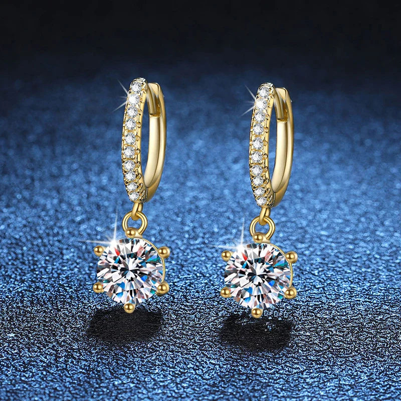 NeeTim 0.5ct 1ct Moissanite Drop Earrings S925 Sterling Silver with Gold Plated Wedding Jewelry With Certificate Hoop Earrings Vera Lux