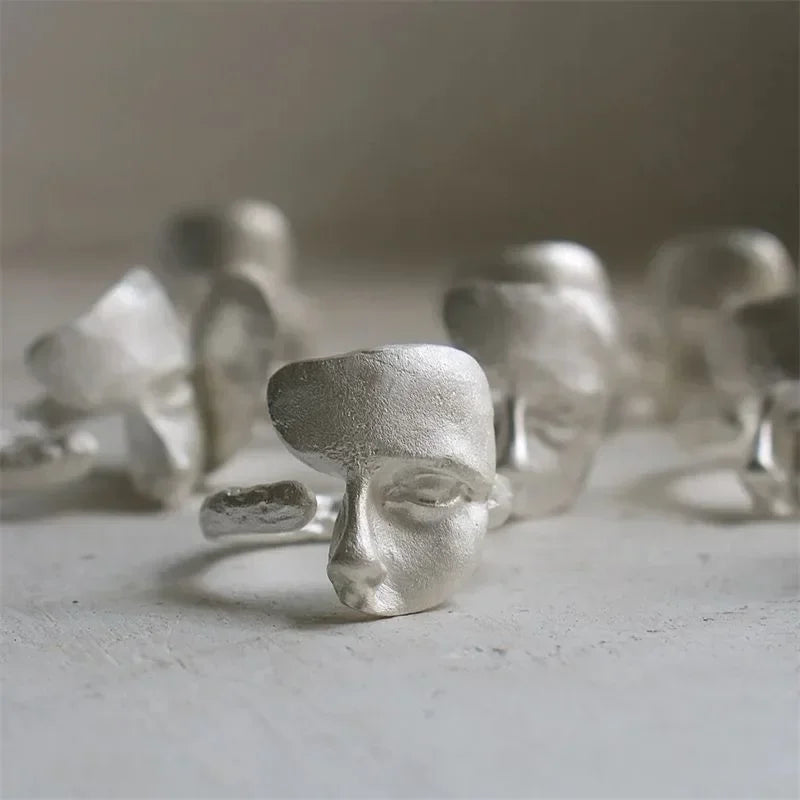 LATS New Creative Mystical Masked Face Open Rings for Women Men Goth Style Personality Mask Finger Jewelry Gift Wholesale Vera Lux