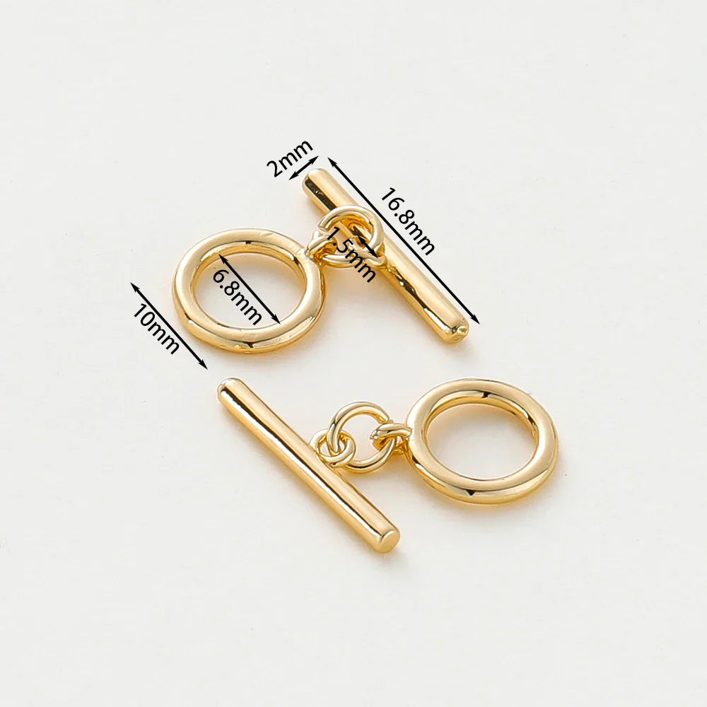 4 Sets 14K/18K Gold Color Plated Brass O Toggle Clasps Connector for DIY Bracelet Necklace Jewelry Making Findings Accessories Vera Lux