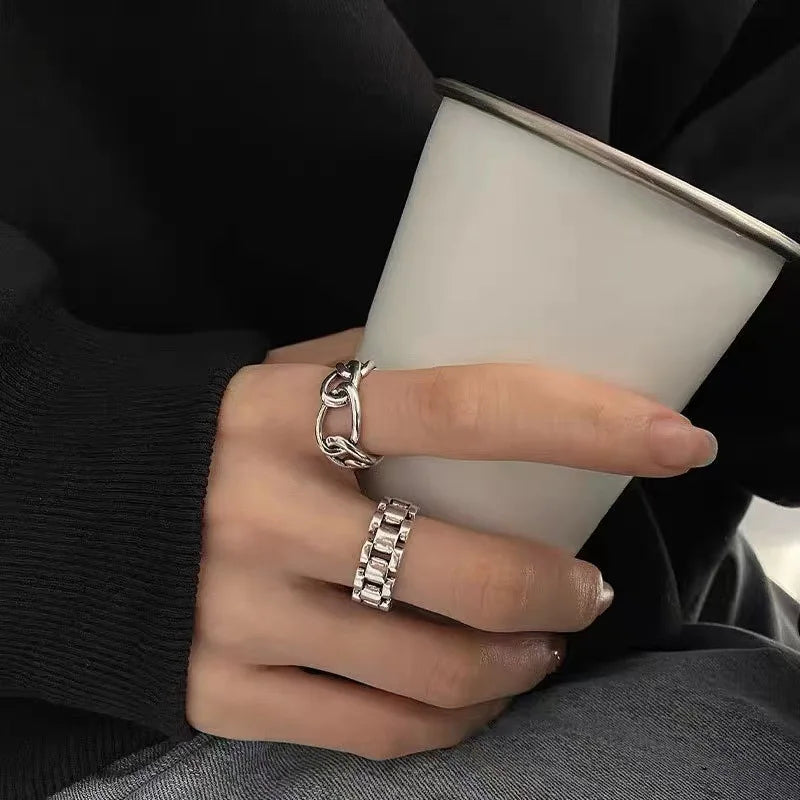 925 Sterling Silver Finger Rings New Fashion Creative Cross Hollow Chain Geometric Party Jewelry Gifts Vera Lux
