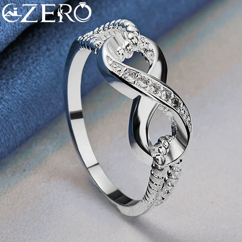 ALIZERO 925 Sterling Silver Zircon 8-Shape Ring for Women Wedding Rings Engagement Band Eternal Manifesto Jewelry Couple Gift Vera Lux