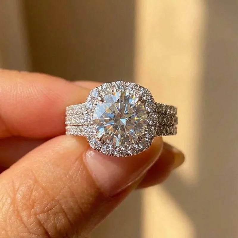 925 Sterling Silver Sparkling Full Zircon Square Geometry Rings for Women Gift Party High Quality stylish Jewelry Hot Sales Vera Lux