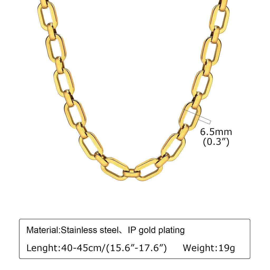 Chunky Gold Plated Link Necklace For Women, Stainless Steel Oval Thick Chain Choker Minimalist Jewelry Vera Lux