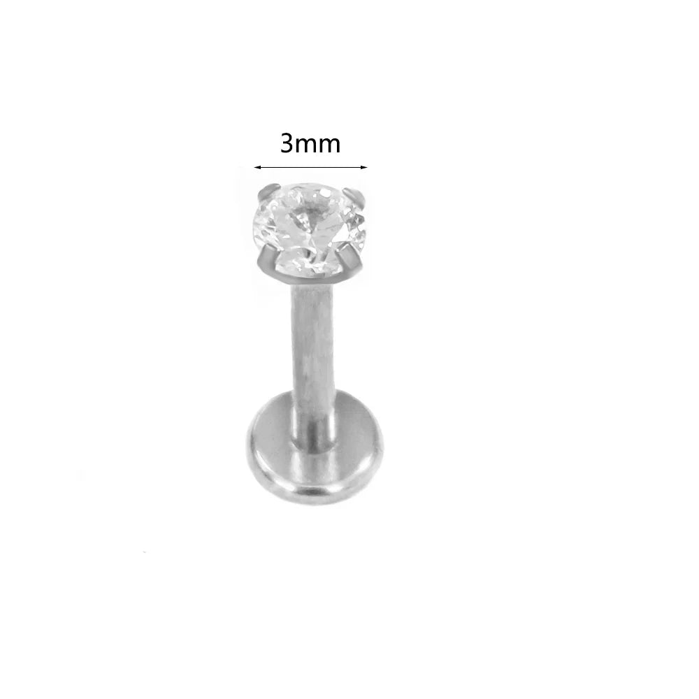100% 316L Surgical Steel Flower Labret Piercing Butterfly Bee Tragus Snake Cartilage Helix Flat Back CZ Earrings Body Jewelry Vera Lux