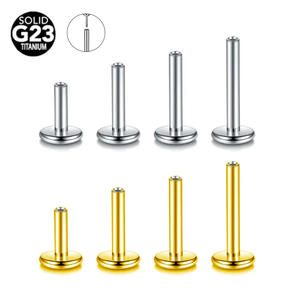 Threadless Labret Rod Piercing G23 Titanium Push In Stud Cartilage Flatback Nose Stud Piercing Body Jewelry Vera Lux