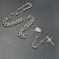 6MM Metal Beads Rosary Necklaces For Women Men Long Chain Crucifix Cross Pendant Necklace Religious Praye Jewelry Vera Lux