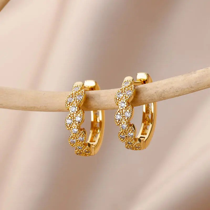 Zircon Pendientes Earring For Women Stainless Steel Hoop Piercing Earring Trending 2024 New Jewerly aretes de mujer bijoux femme Vera Lux
