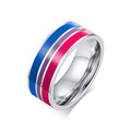 Stainless Steel Lesbian LGBT Ring for Women Couple , pride Love Promise Band Stripe Flag Color Engagement Rings Vera Lux
