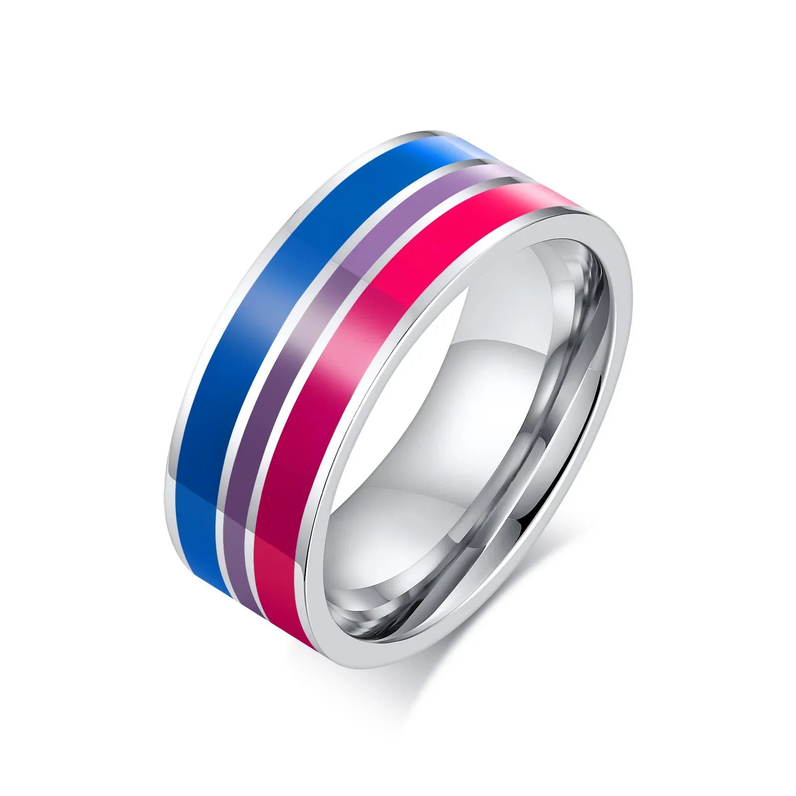 Stainless Steel Lesbian LGBT Ring for Women Couple , pride Love Promise Band Stripe Flag Color Engagement Rings Vera Lux