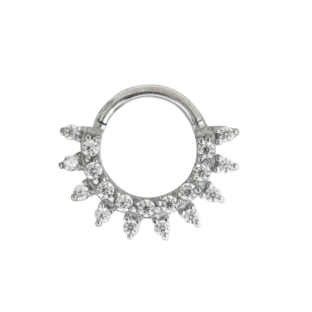316L Surgical Steel Segment Nose Ring Zircon Septum Clicker Ear Cartilage Helix Daith Hoop Body  Piercing Jewelry Vera Lux