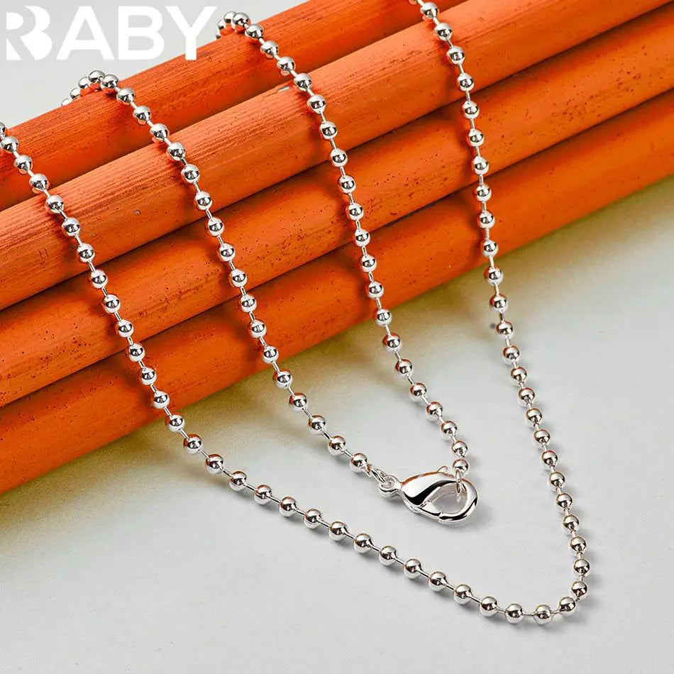 URBABY 925 Sterling Silver 40-75cm 2mm Beads Necklace For Women Anniversary Gift Popular Wild Fashion Romantic Jewelry Vera Lux