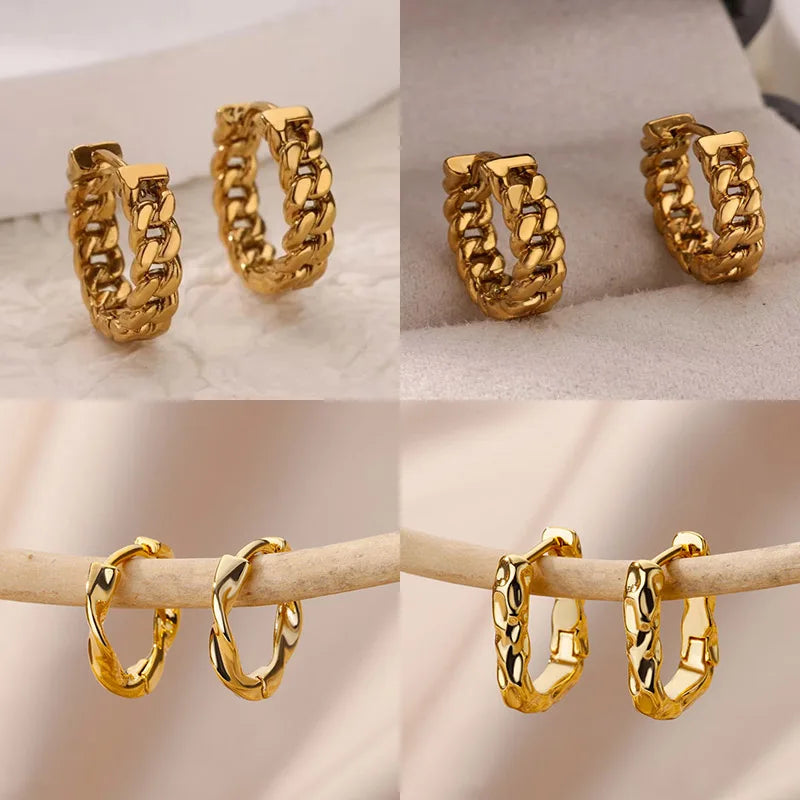 Stainless Steel Chain Earrings For Women Gold Color Geometric Chain Earring Female Fashion Party Wedding Jewelry Gift BFF Vera Lux