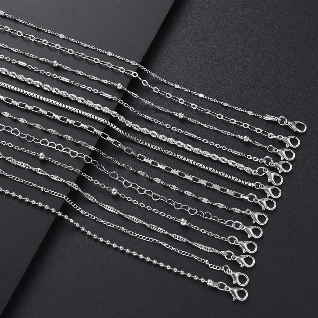 13Pcs/Set Stainless Steel Bracelet for Women, Silver Gold Color Multi Style Combination Chain, Waterproof Exquisite Jewelry Gift Vera Lux