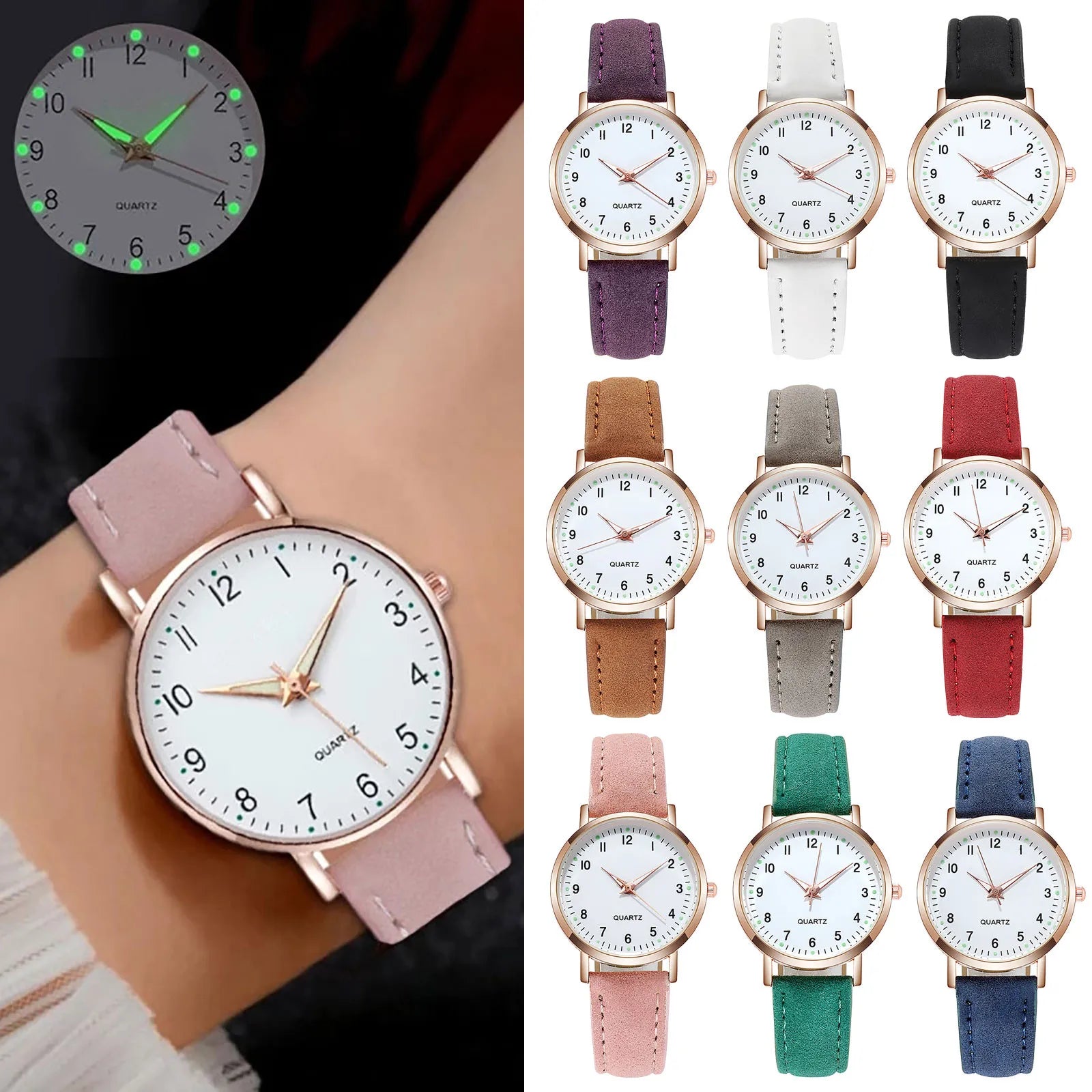 Fashion Watch For Women Leather Quartz Watches Ladies Luxury Back Light Wristwatch Clock relogio feminino Vera Lux